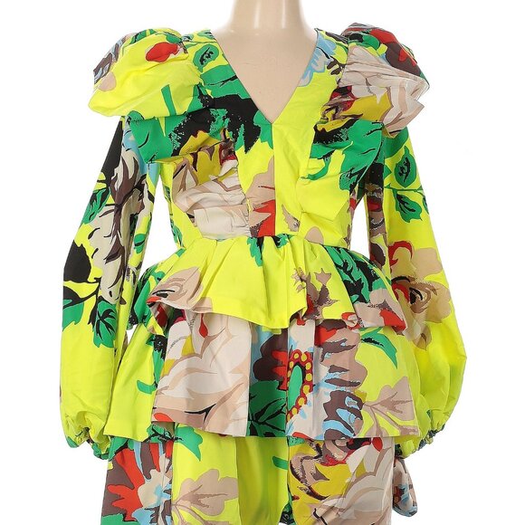 Christopher John Rogers x Target Floral Ruffle Tiered Mini Dress in Yellow - Picture 7 of 7
